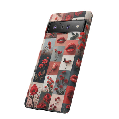 Red Flowers & Lips Collage Phone Case