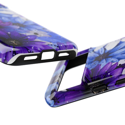 Blue & Purple Floral Splash Mobile Cover – Elegant Artistic Flowers