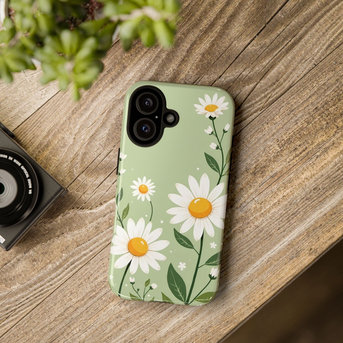 Green Floral Case, Daisy Pattern Design, Iphone Case Design, Perfect Gift For Her