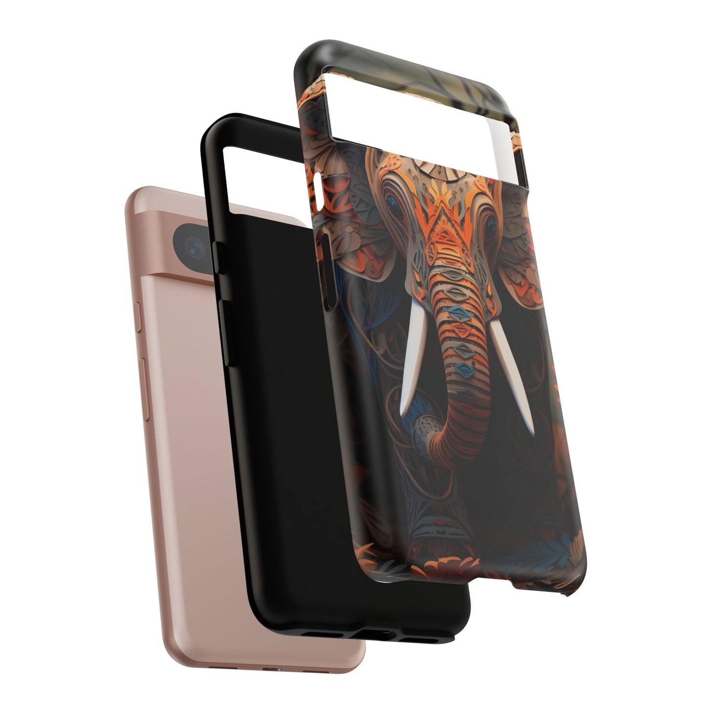 Elegant Artistic Elephant Mobile Cover – Intricate Paper-Cut Design
