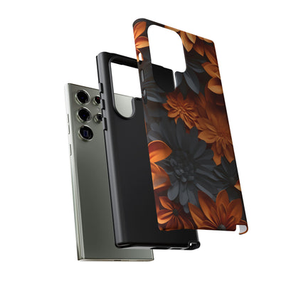 Orange & Black 3D Floral Mobile Case