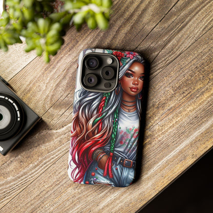 Festive Boho Queen – Holiday Glow & Candy Cane Braids Mobile Cover