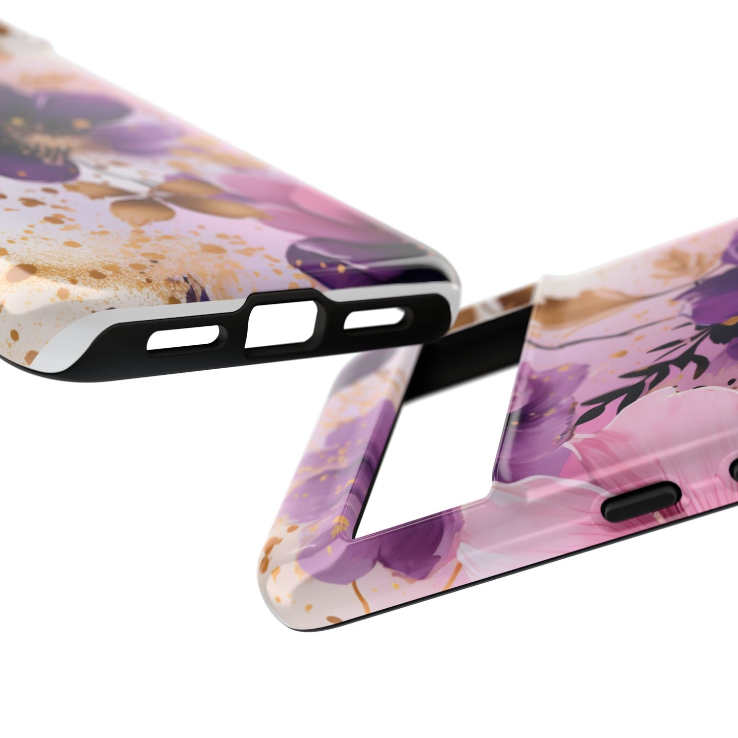 Luxury Purple & Gold Floral Aesthetic Mobile Case