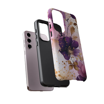 Luxury Purple & Gold Floral Aesthetic Mobile Case