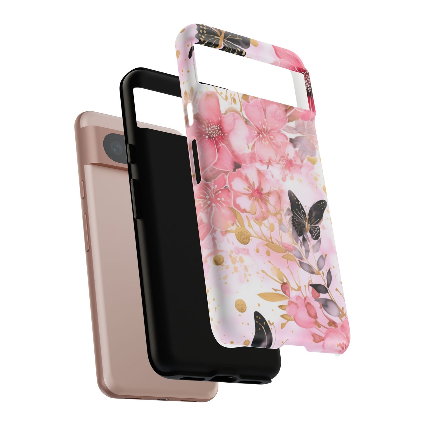 Pink Blossom & Gold Butterfly Mobile Case