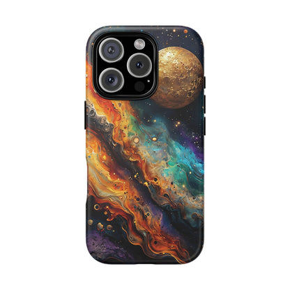 Cosmic Abstract Artwork With Dynamic Swirling Fluid Patterns phone case design.