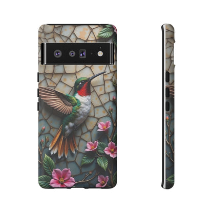 Vivid Hummingbird with Blossoming Branches | Artistic Mosaic Style