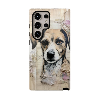 Vintage Collage Dog Portrait Mobile Cover – Artistic Mixed Media Design