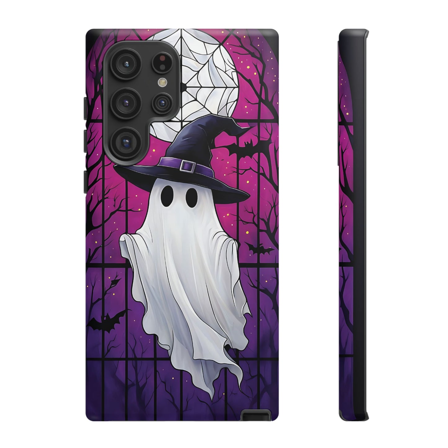 Stylized Halloween Illustration of a Ghost in Stained Glass  phone case design.