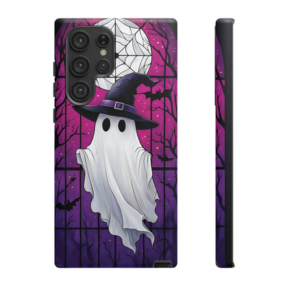 Stylized Halloween Illustration of a Ghost in Stained Glass  phone case design.