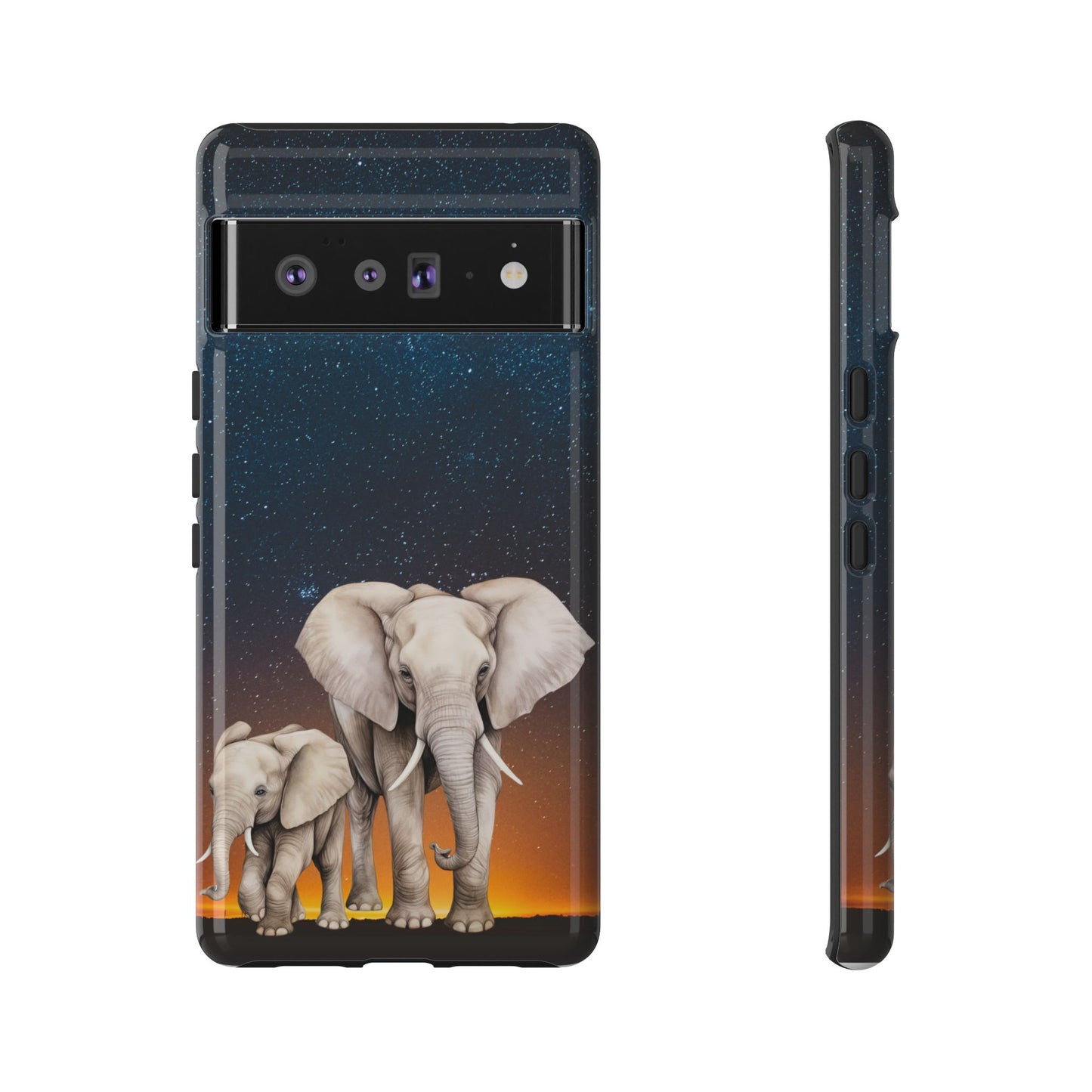 Starry Safari Elephant Family Mobile Cover – Cosmic Wildlife Aesthetic