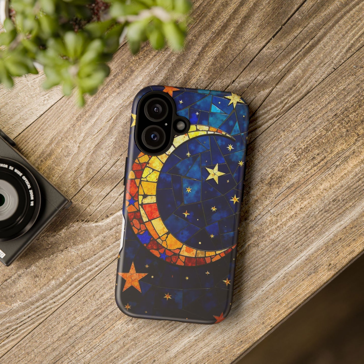 Celestial Crescent: Vibrant Moon and Stars Phone Case