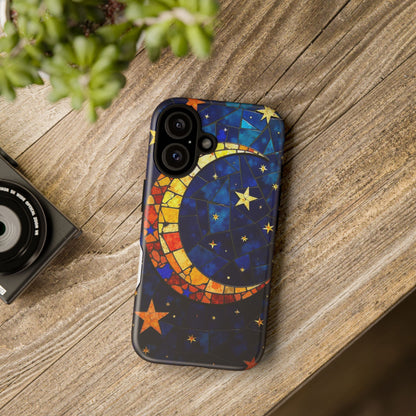 Celestial Crescent: Vibrant Moon and Stars Phone Case