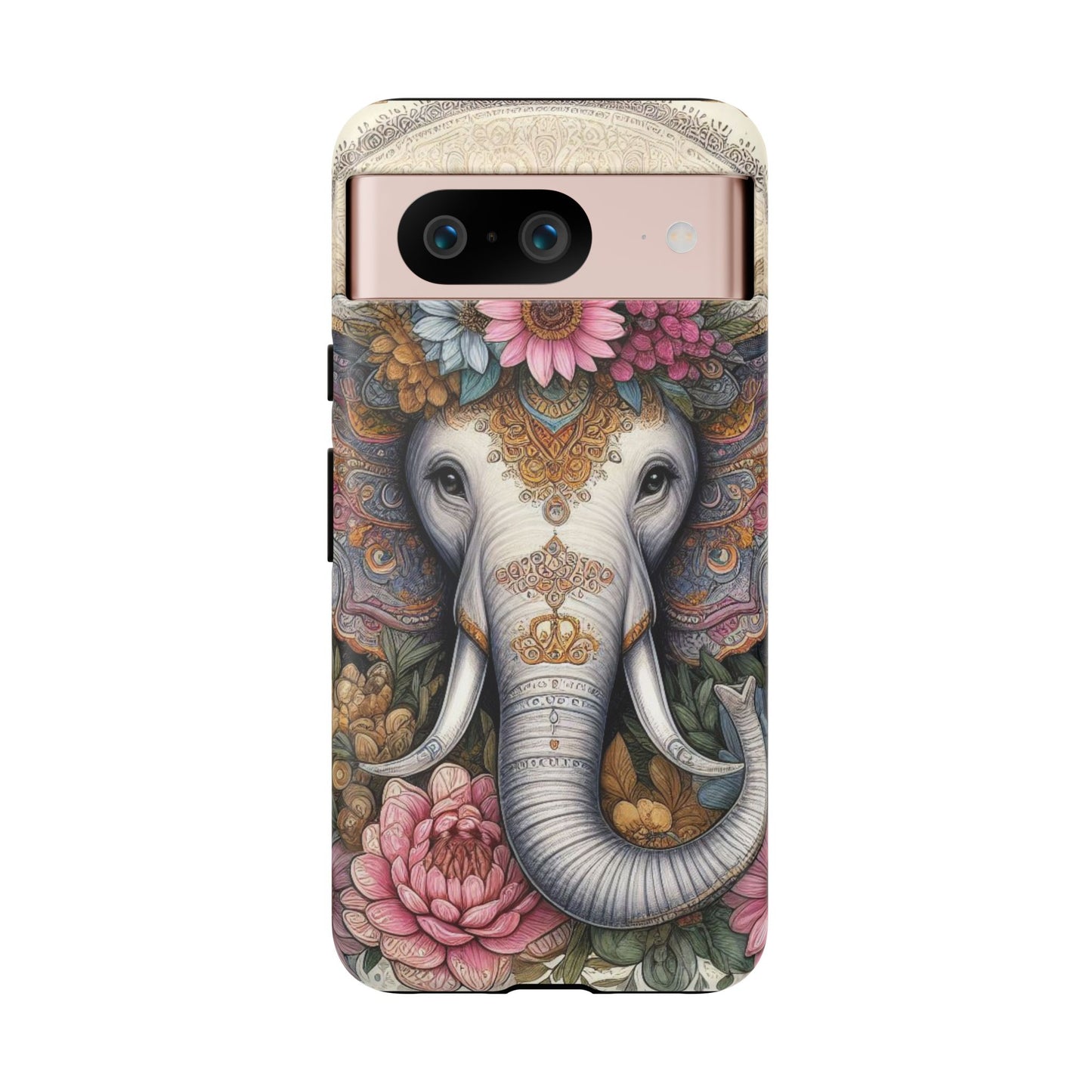 Elegant Floral Elephant Mobile Cover – Royal Mandala Art