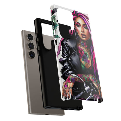 Neon Rebel – Vibrant Biker Queen Mobile Cover