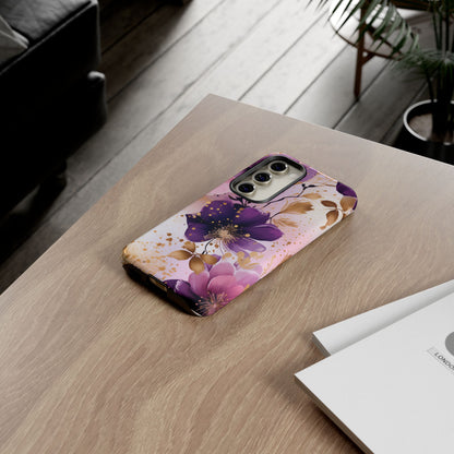 Luxury Purple & Gold Floral Aesthetic Mobile Case