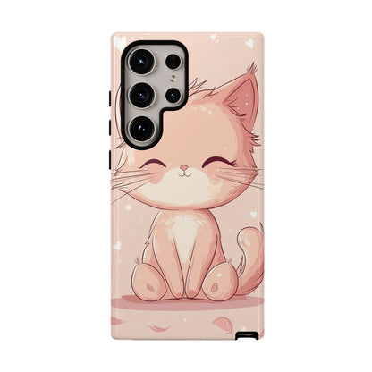 Kawaii Blush Kitty – Chibi Anime Cat Phone Case for iPhone, Samsung & Pixel