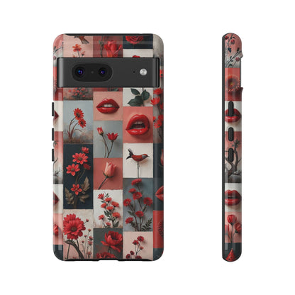 Red Flowers & Lips Collage Phone Case