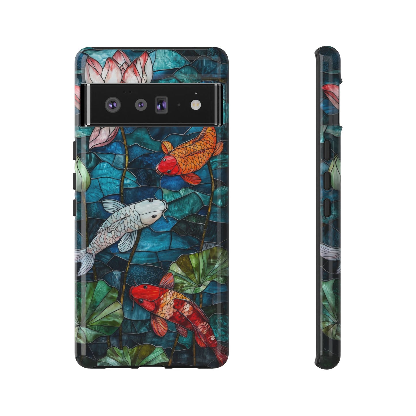 Lotus Serenity" – Koi Pond Stained Glass Case or iPhone, Samsung & Pixel