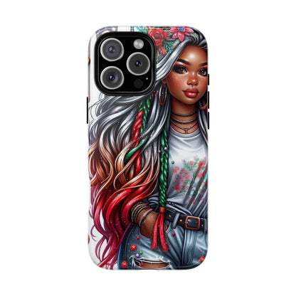 Festive Boho Queen – Holiday Glow & Candy Cane Braids Mobile Cover