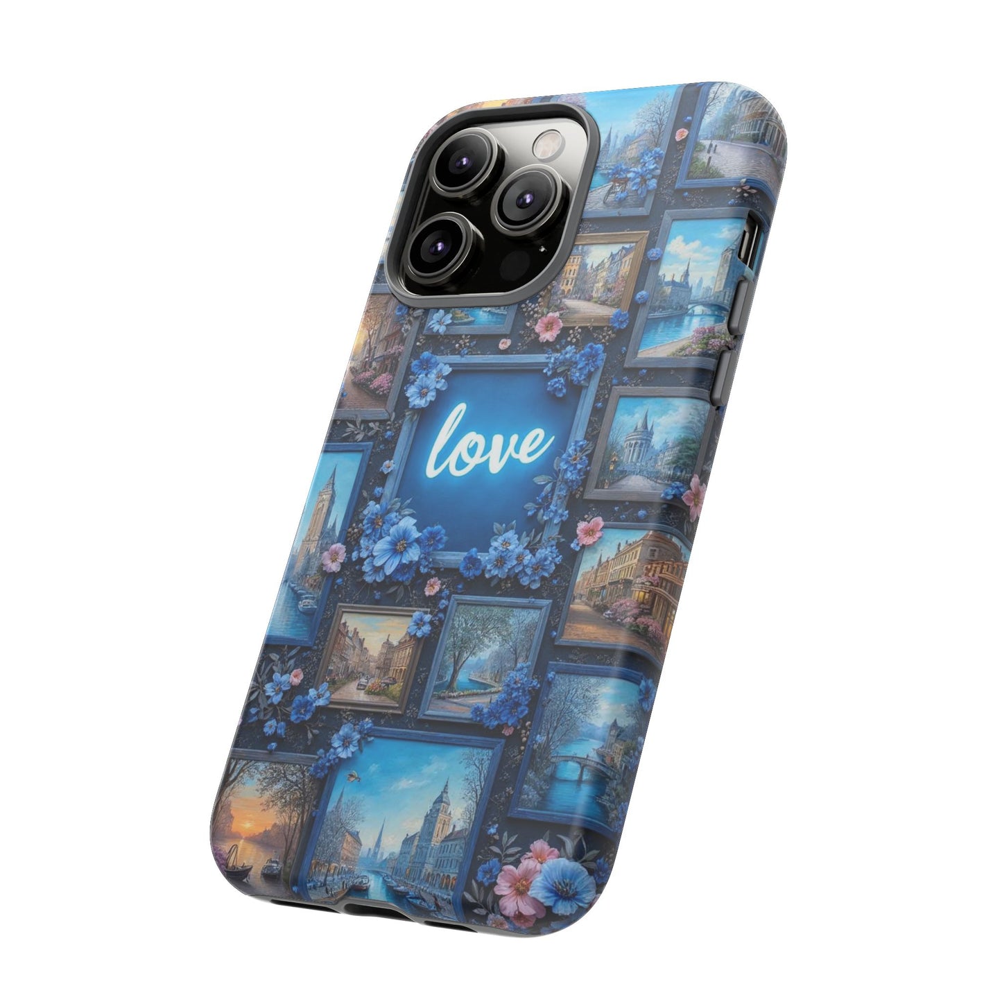 Blue Floral Love Frame Phone Case