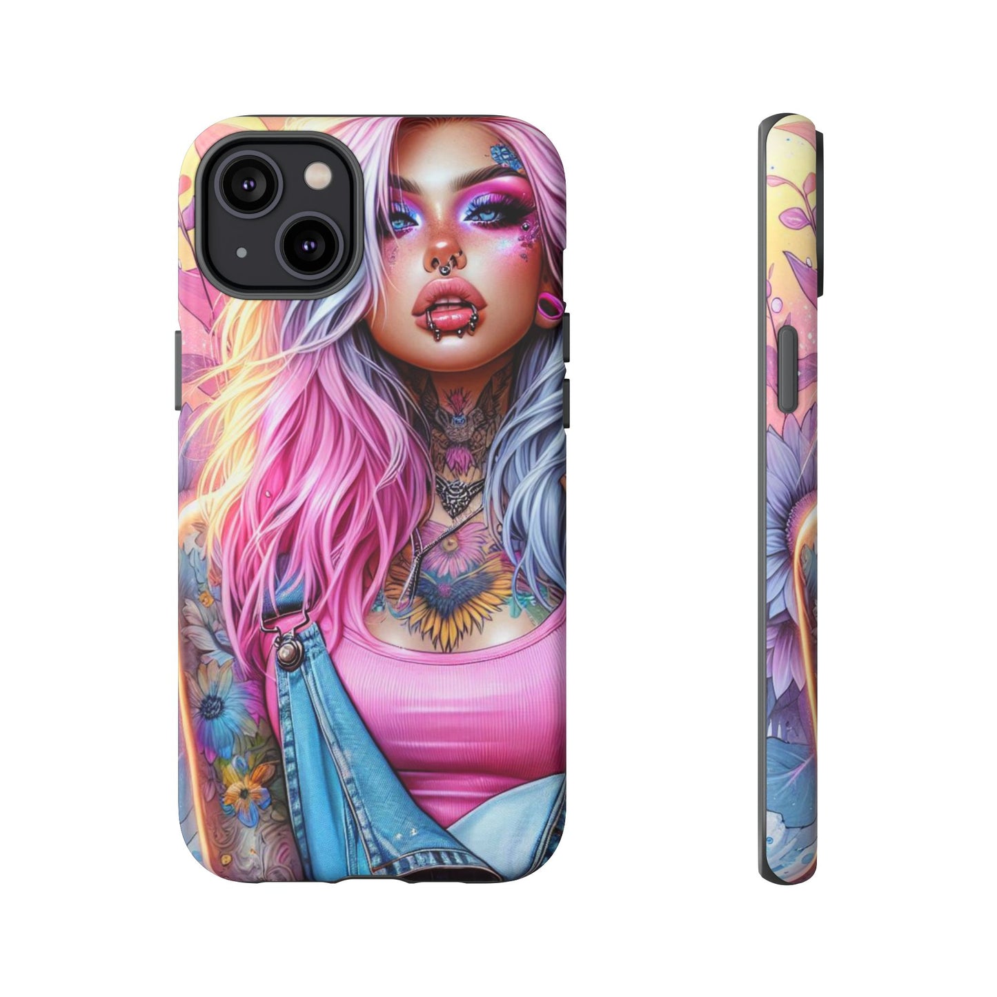 Sunset Glow – Pastel Punk & Floral Ink Mobile Cover