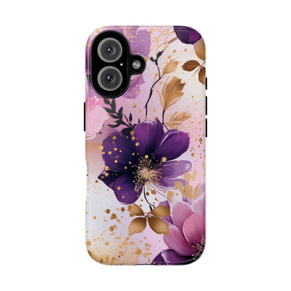 Luxury Purple & Gold Floral Aesthetic Mobile Case