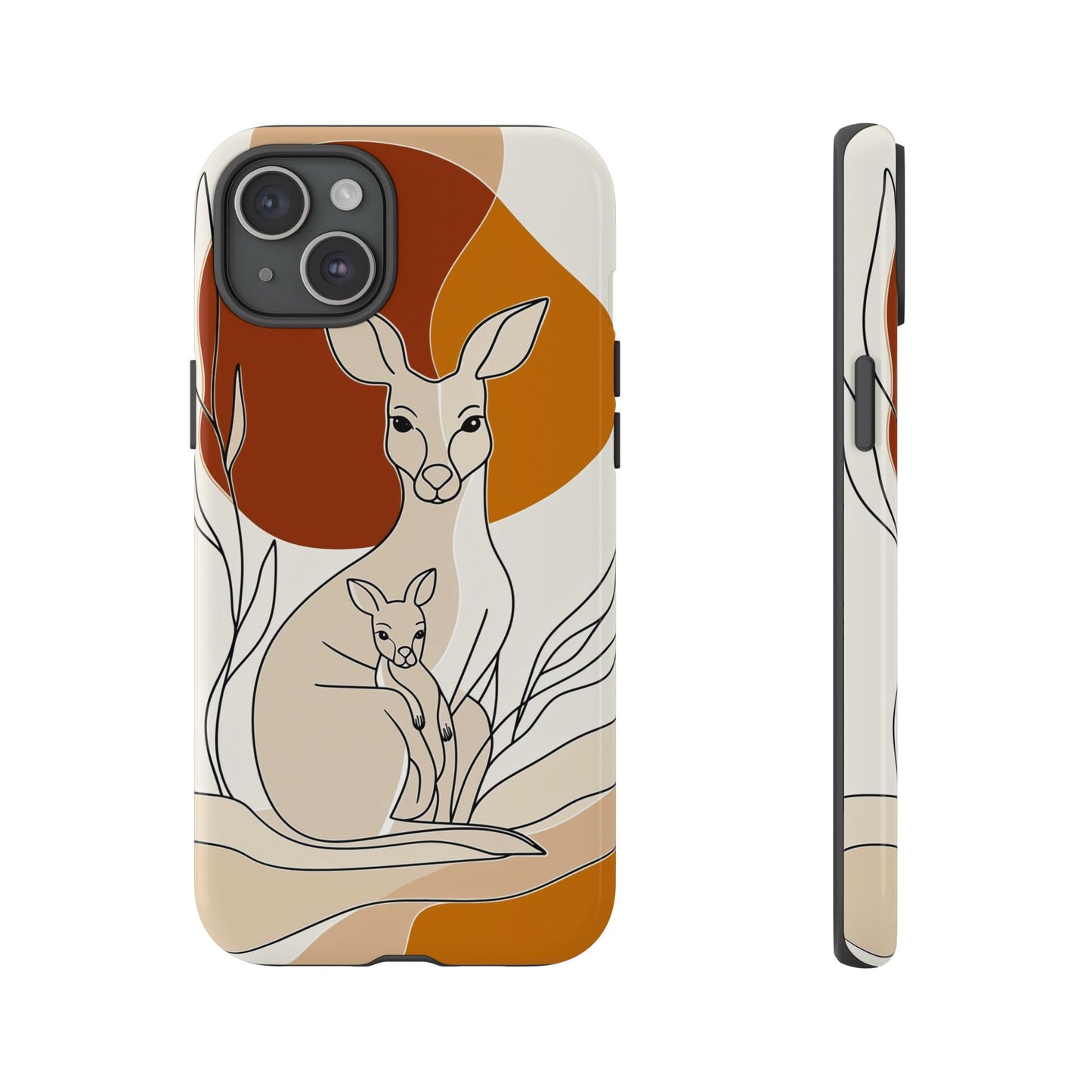 Outback Love: Kangaroo & Joey Line Art Phone Case for iPhone, Samsung & Pixel