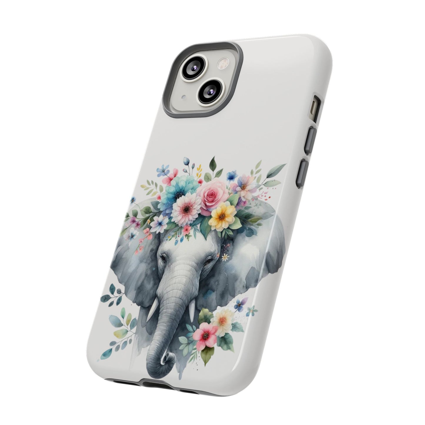 Floral Crown Elephant Mobile Cover – Elegant Watercolor Art