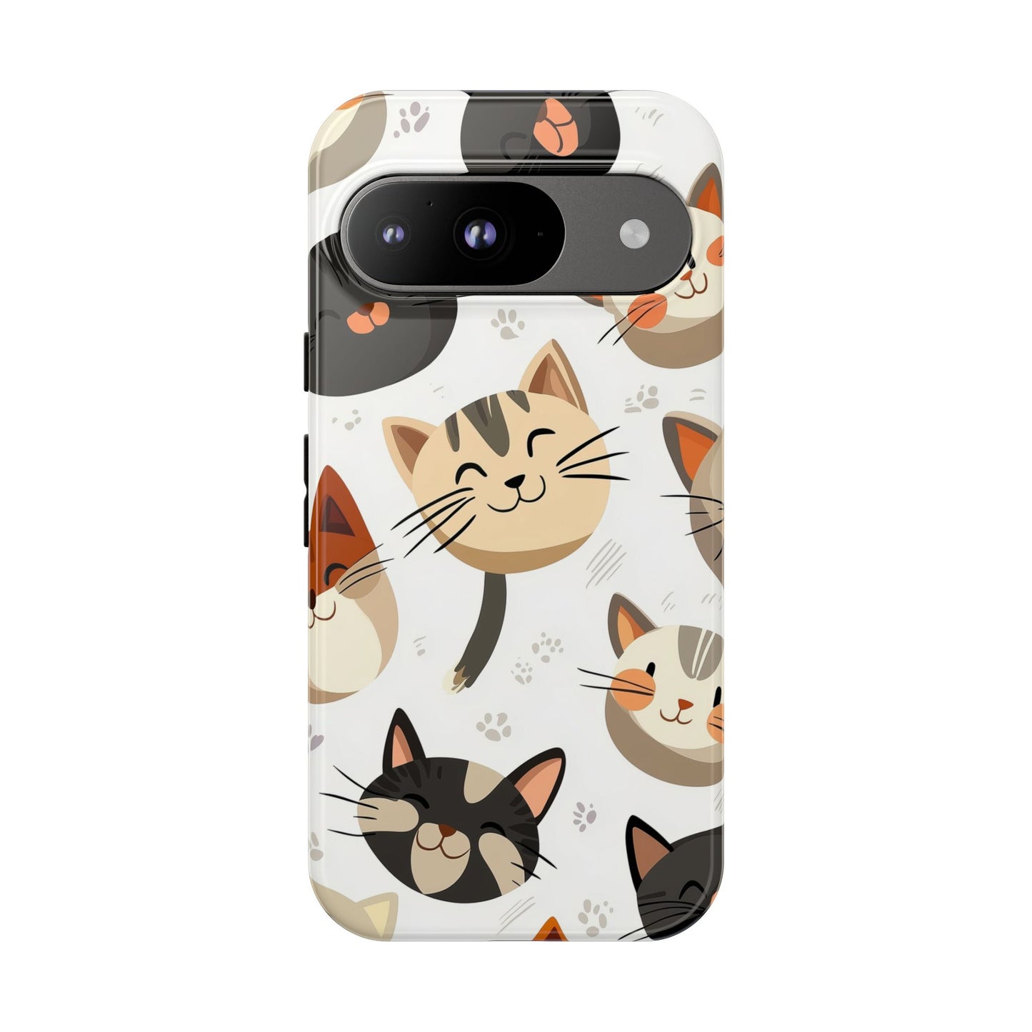 Cute Cat Faces Phone Case – Kawaii Anime Style for iPhone, Samsung & Google Pixel, Fun and Playful Cat Design