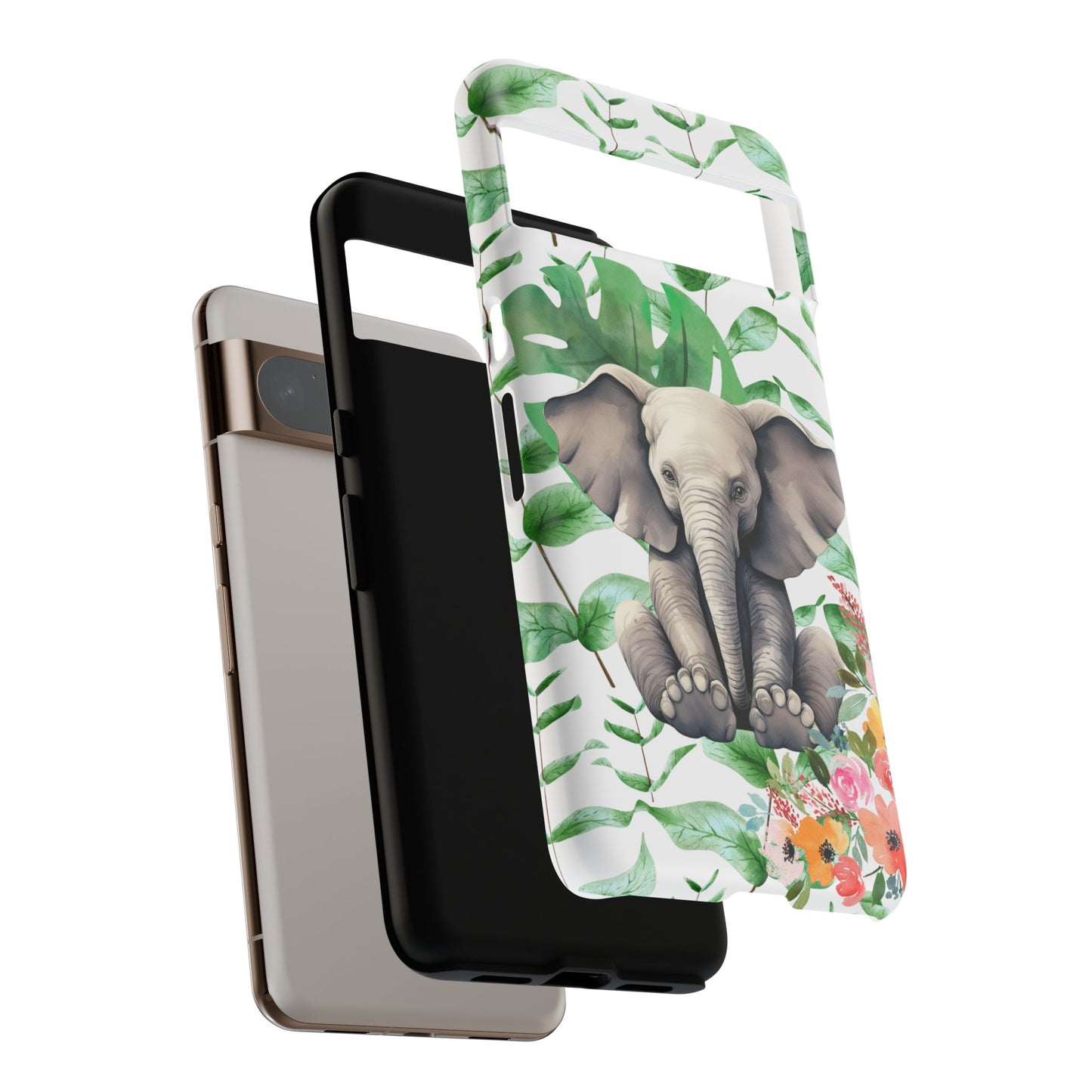 Cute Baby Elephant Mobile Cover – Floral & Tropical Aesthetic