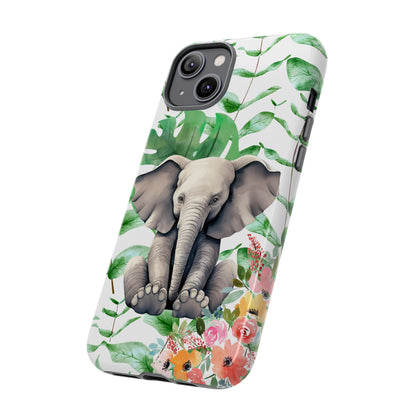 Cute Baby Elephant Mobile Cover – Floral & Tropical Aesthetic
