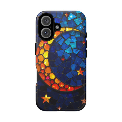 Lunar Glow: Vibrant Moon and Starry Night
