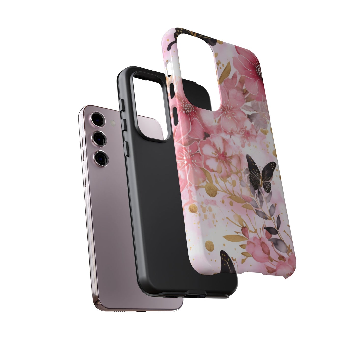 Pink Blossom & Gold Butterfly Mobile Case