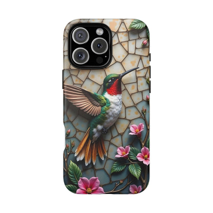 Vivid Hummingbird with Blossoming Branches | Artistic Mosaic Style