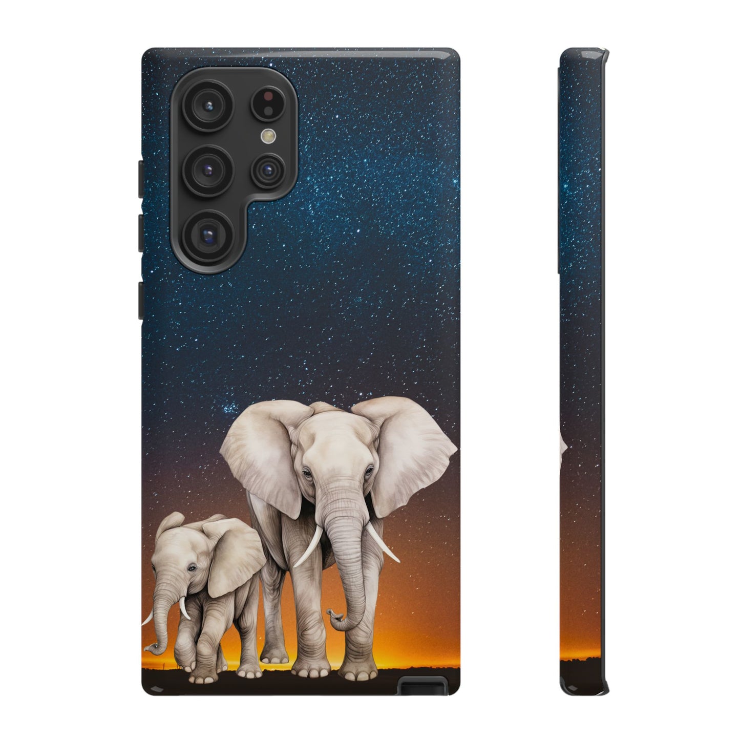 Starry Safari Elephant Family Mobile Cover – Cosmic Wildlife Aesthetic
