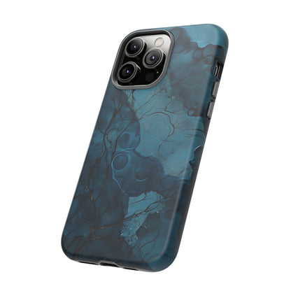 Surreal Abstract Digital Art With Deep Teal And Navy Hues phone case design