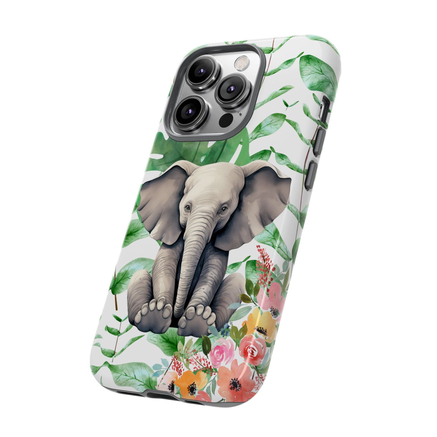 Cute Baby Elephant Mobile Cover – Floral & Tropical Aesthetic