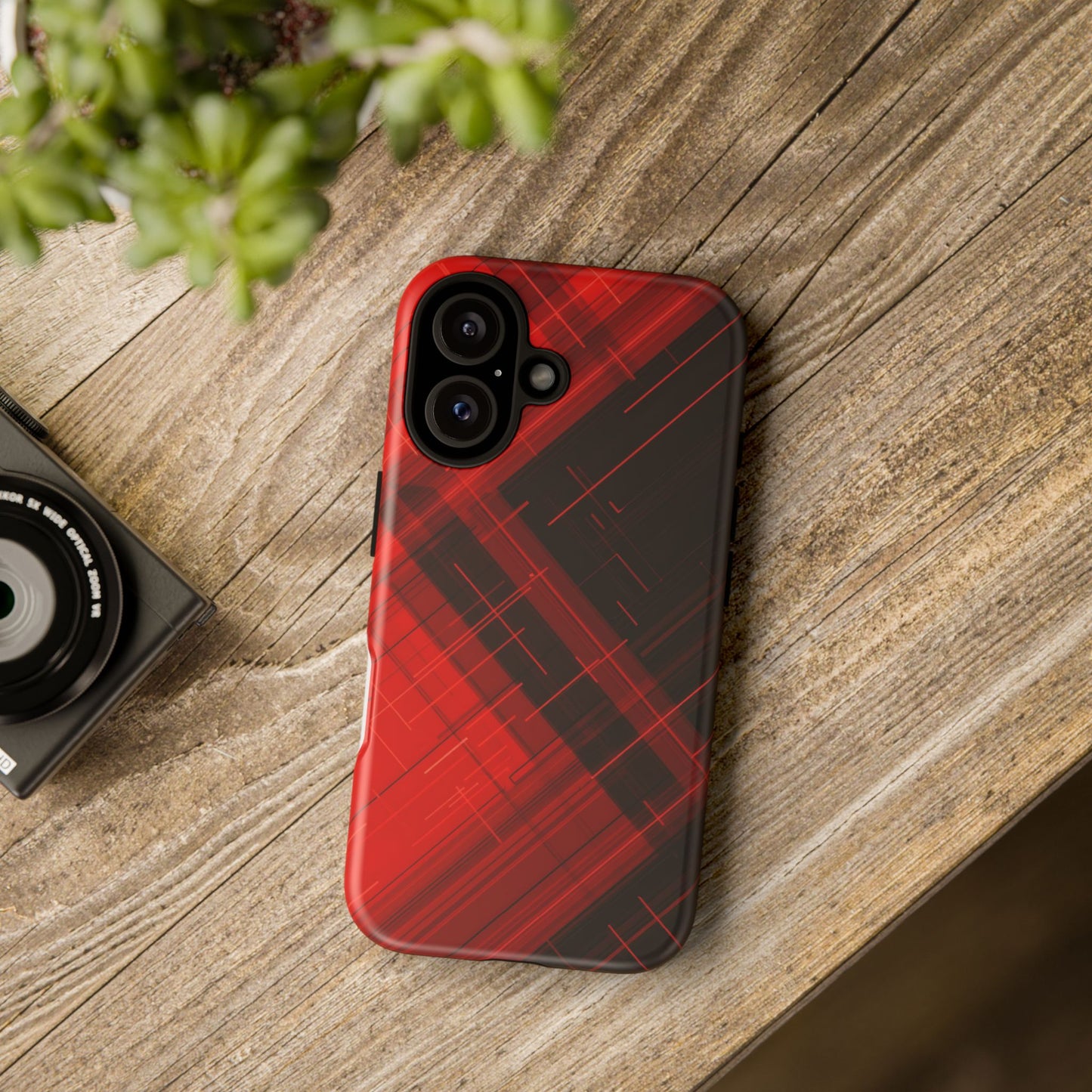Abstract Red and Black Geometric Pattern