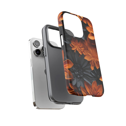 Orange & Black 3D Floral Mobile Case