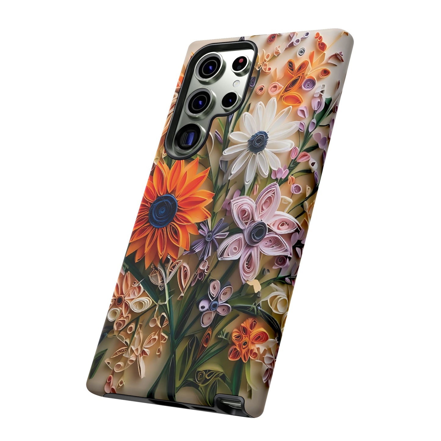 Intricate Quilled Floral Artwork In Vibrant Colors phone case design.