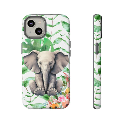 Cute Baby Elephant Mobile Cover – Floral & Tropical Aesthetic