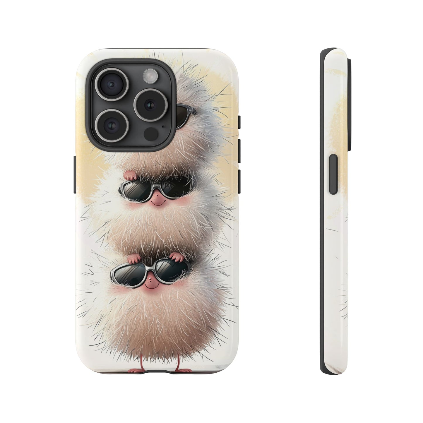 Fluffy Stack Anime Phone Case – Cute Furry Creatures with Sunglasses, Kawaii Aesthetic Design for iPhone, Samsung & Google Pixel