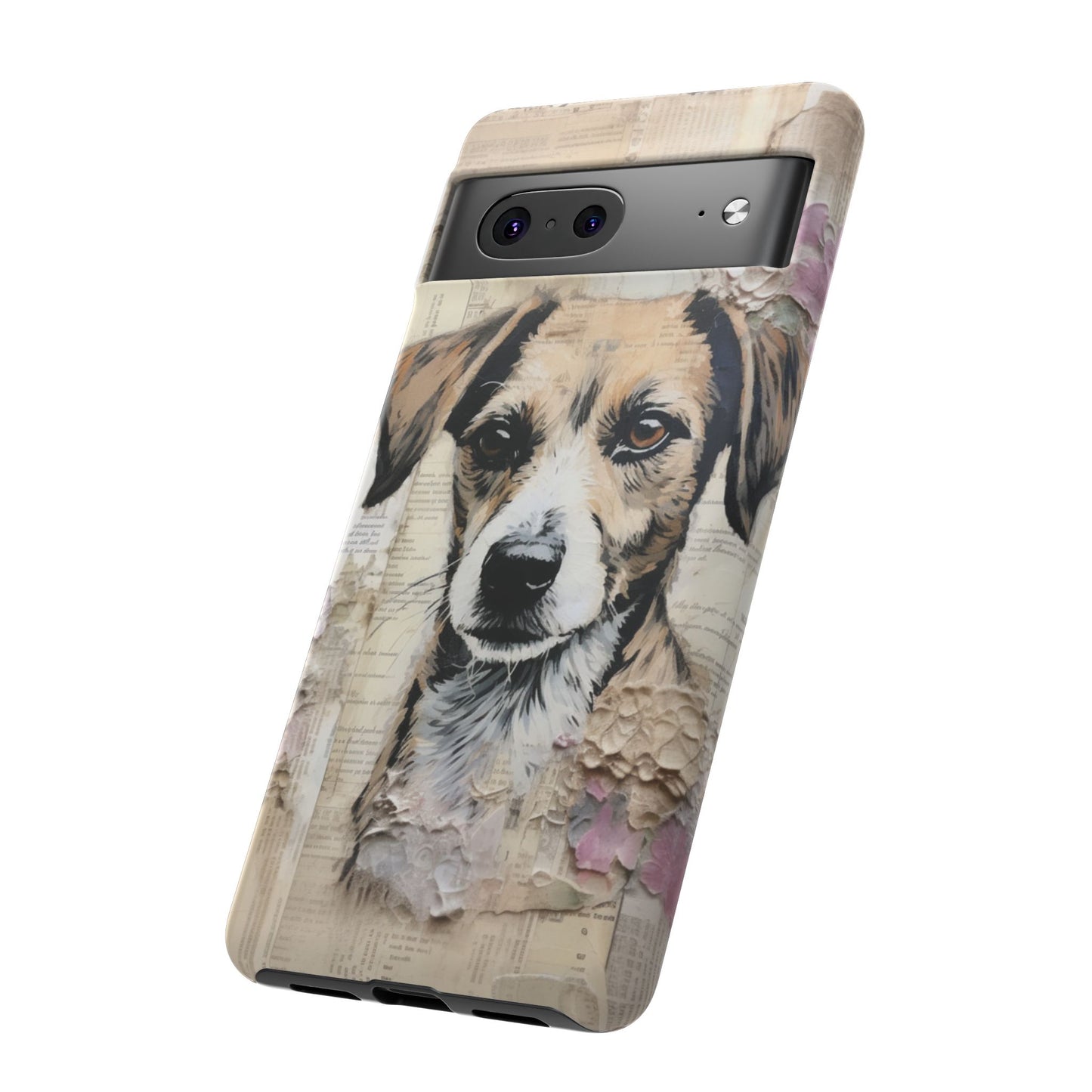 Vintage Collage Dog Portrait Mobile Cover – Artistic Mixed Media Design