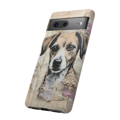 Vintage Collage Dog Portrait Mobile Cover – Artistic Mixed Media Design