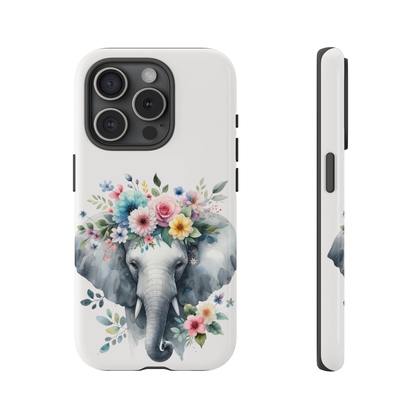 Floral Crown Elephant Mobile Cover – Elegant Watercolor Art