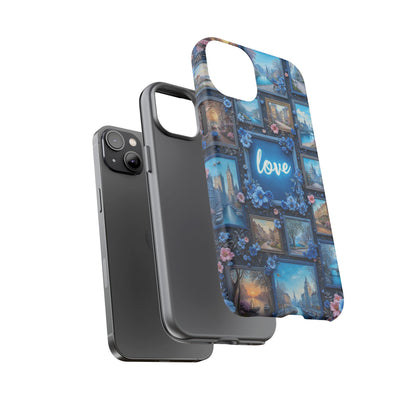 Blue Floral Love Frame Phone Case