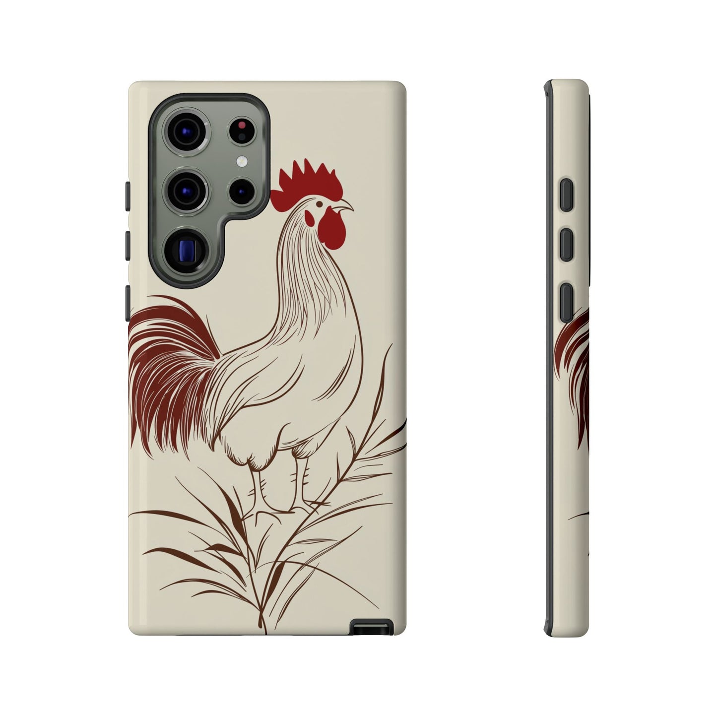 Golden Dawn Rooster: Minimalist Farmstead Charm Case for iPhone, Samsung & Pixel