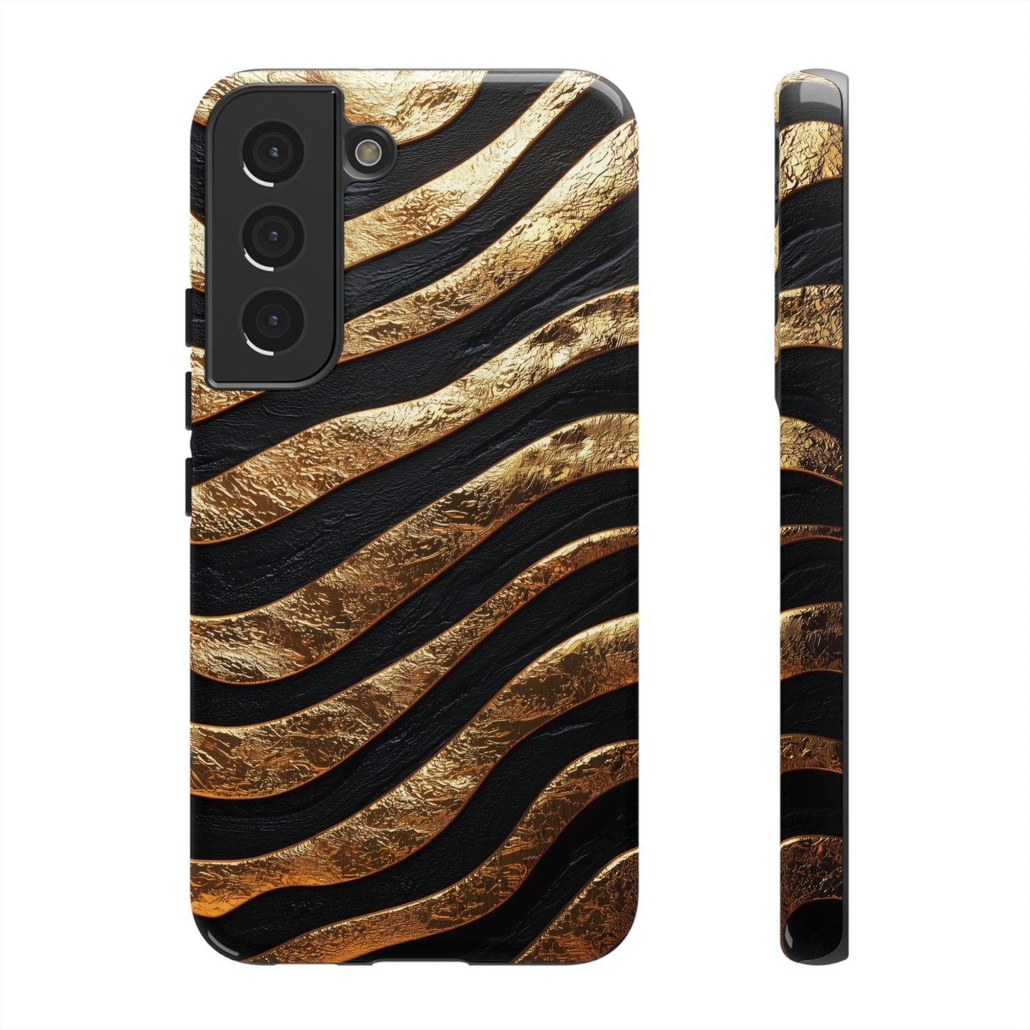 Luxury Black & Gold Zebra Stripes Phone Case for iPhone, Samsung & Google Pixel