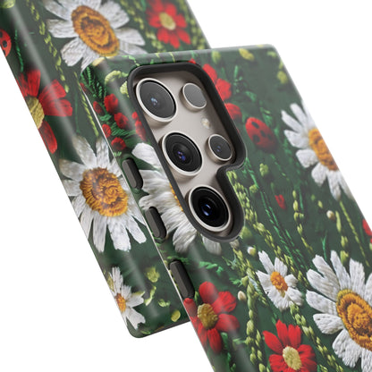 Knitted Pattern With Diamonds And Festive Motifs On Navy phone case design.